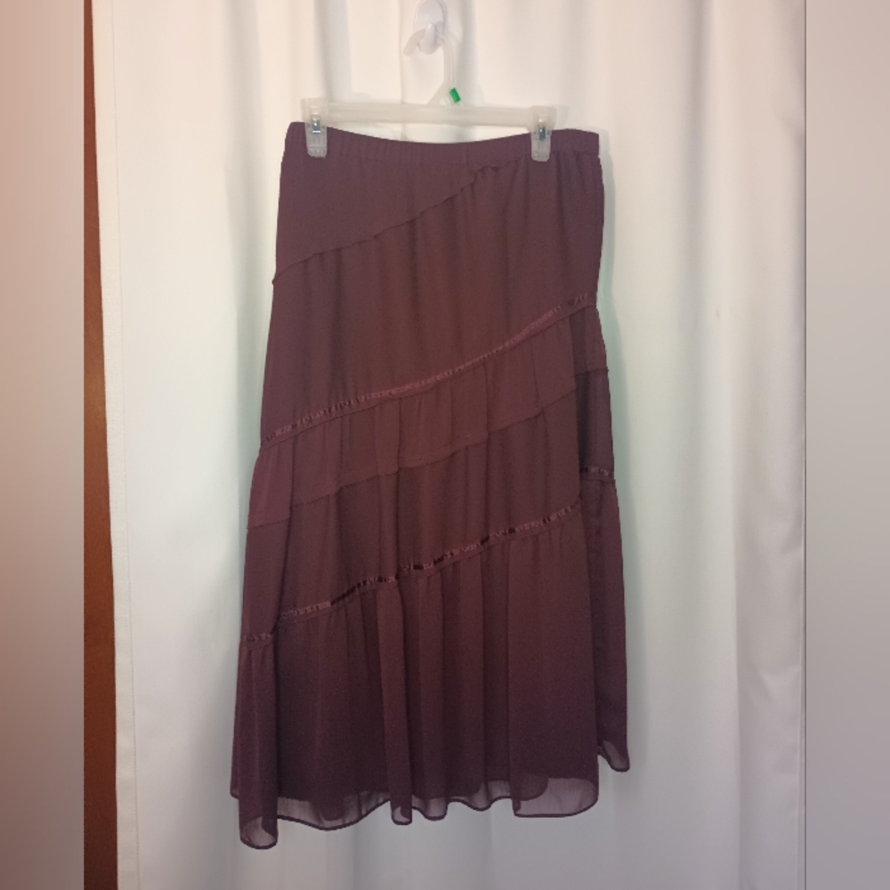 Mossimo Y2K Whimsigoth Fairy Grunge Tiered Midi Skirt Medium Purple Ruffle